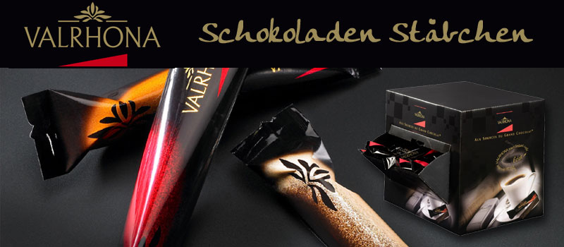Valrhona Schokoladenst�bchen Bieten Sie Ihren G�sten puren Valrhona-Genuss zum Kaffee. Dieses neue Produkt besticht durch seine einzigartige originelle Form. | www.gourmet-versand.com
