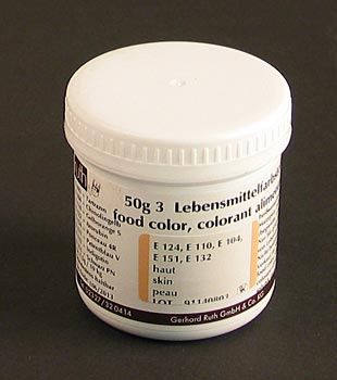 Lebensmittelfarbe, Haut, wasserl�sliche Pulverfarbe, (9114), von Ruth - 50 g - Dose - www.gourmet-versand.com