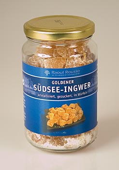Goldener S�dsee-Ingwer, kandiert (trocken, gezuckert) - 240 g - Glas - www.gourmet-versand.com