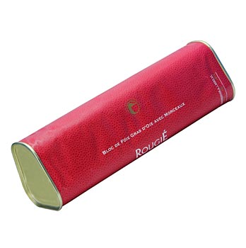 G�nseleberblock mit St�cken, Trapez Halbkonserve, 98 Foie Gras von Rougie - 1 kg - Dose - www.gourmet-versand.com