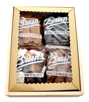 Aachener Printen perfekt als Geschenk (4 x je 250g Kr�uterprinten, gemischte Printinchen, Schokoladen-Weichprinten in Vollmilch, Schokoladen-Nussweichprinten in Zartbitter) - 1 kg - Holzkiste - www.gourmet-versand.com