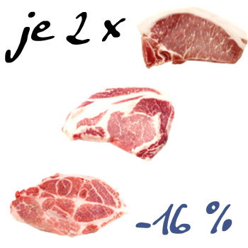 Duroc Sparpaket STEAK, 16 % Preisvorteil (2x Rückensteak, 2x Stielkotelett, 2x Nackensteak, Schmalz kostenlos) - gesamt ca. 1,4 kg - Folie - www.gourmet-versand.com Duroc Sparpaket STEAK, 16 % Preisvorteil (2x Rückensteak, 2x Stielkotelett, 2x Nackensteak, Schmalz kostenlos) - gesamt ca. 1,4 kg - Folie - www.gourmet-versand.com