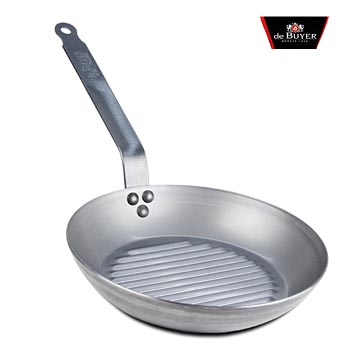 de BUYER Carbone + Pfanne Grill, rund, schwerer Eisenstahl, � 26 cm, 5 cm hoch - St - Karton - www.gourmet-versand.com