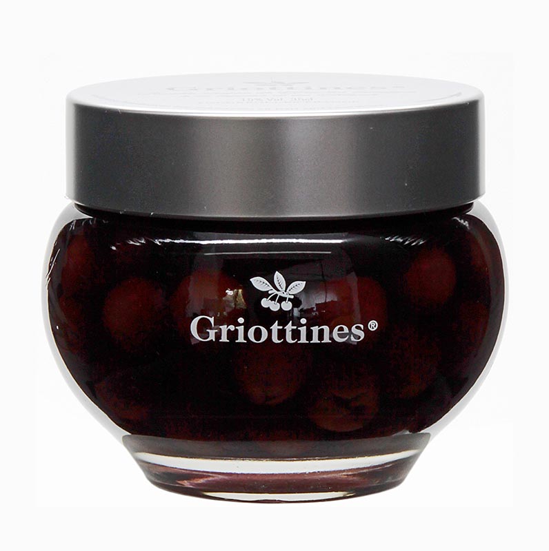 Griottines Original - Wildsauerkirschen, in Kirschwasser, o. Kern, süß, 15% vol. - 400 g - Glas