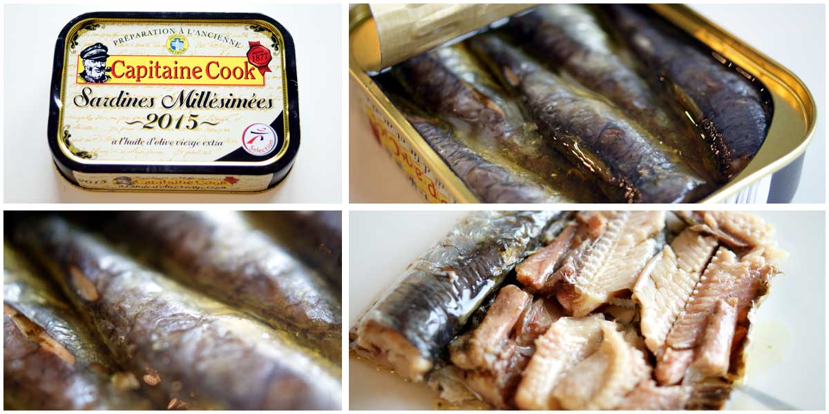 Sardiner i olivenolie med vintage, fra Frankrig (vintage olie sardiner)