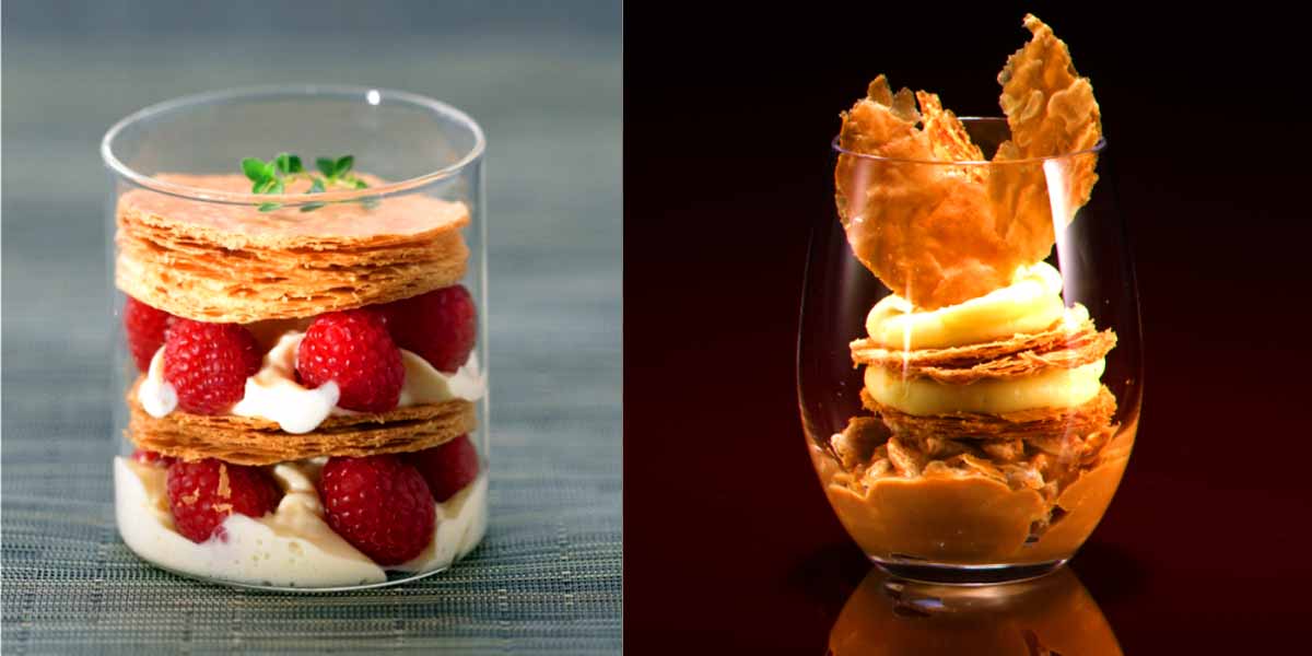 Dessert preparation by Elle and Vire and others Creme Brulee, cream with Valrhona chocolate, panna cotta base Dessert preparation by Elle and Vire and others Creme Brulee, cream with Valrhona chocolate, panna cotta base