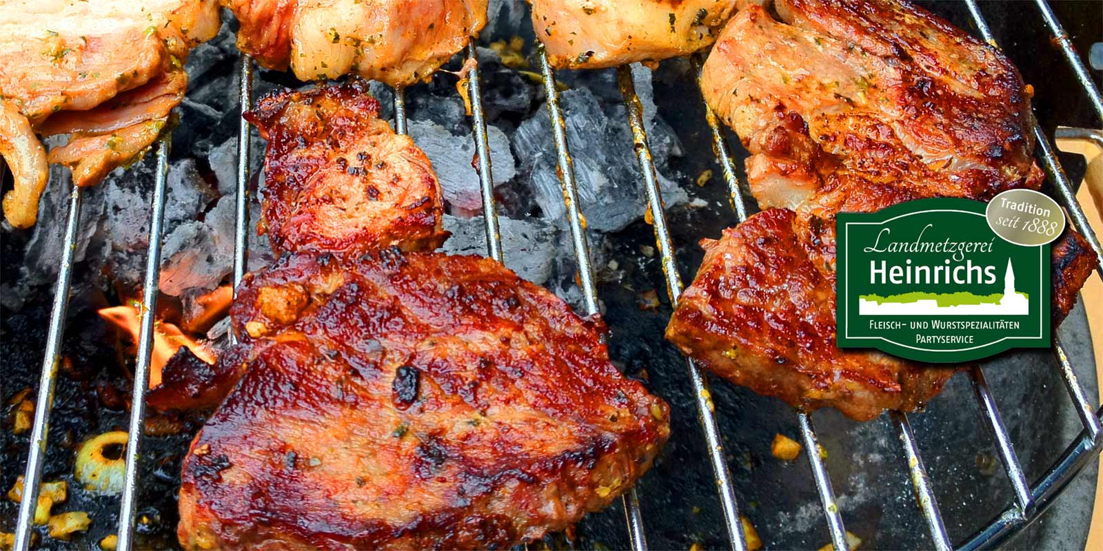 Grillfleisch der Landmetzgerei Heinrichs Frisches Grillfleisch perfekt für Ihre Grillparty! Hier finden Sie fertig mariniertes Fleisch sowie verschiedene Grillwürstchen und Grillgut. Grillfleisch der Landmetzgerei Heinrichs Frisches Grillfleisch perfekt für Ihre Grillparty! Hier finden Sie fertig mariniertes Fleisch sowie verschiedene Grillwürstchen und Grillgut.