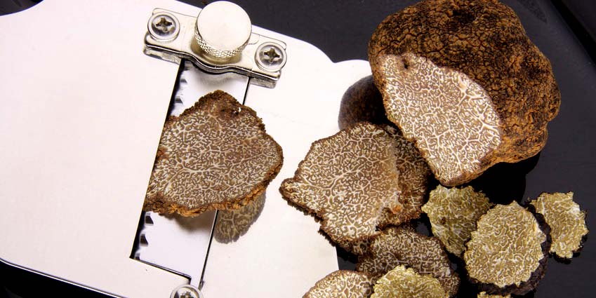 truffel snijmachine Truffel snijmachine gemaakt van hout of roestvrij staal. Voor truffel liefhebbers ook gemaakt van zilver of goud. Ideaal voor het snijden van vers of verduurzaamd truffels.