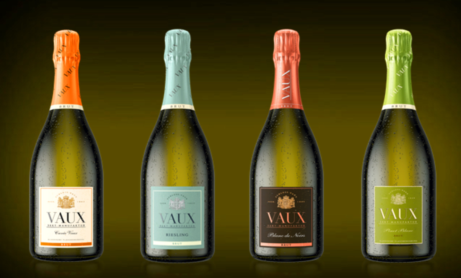 CHAMPAGNEKASTEEL VAUX Alle mousserende wijnen van VAUX worden geproduceerd volgens de traditionele methode van klassieke gisting op fles en zijn brut gedoseerd.