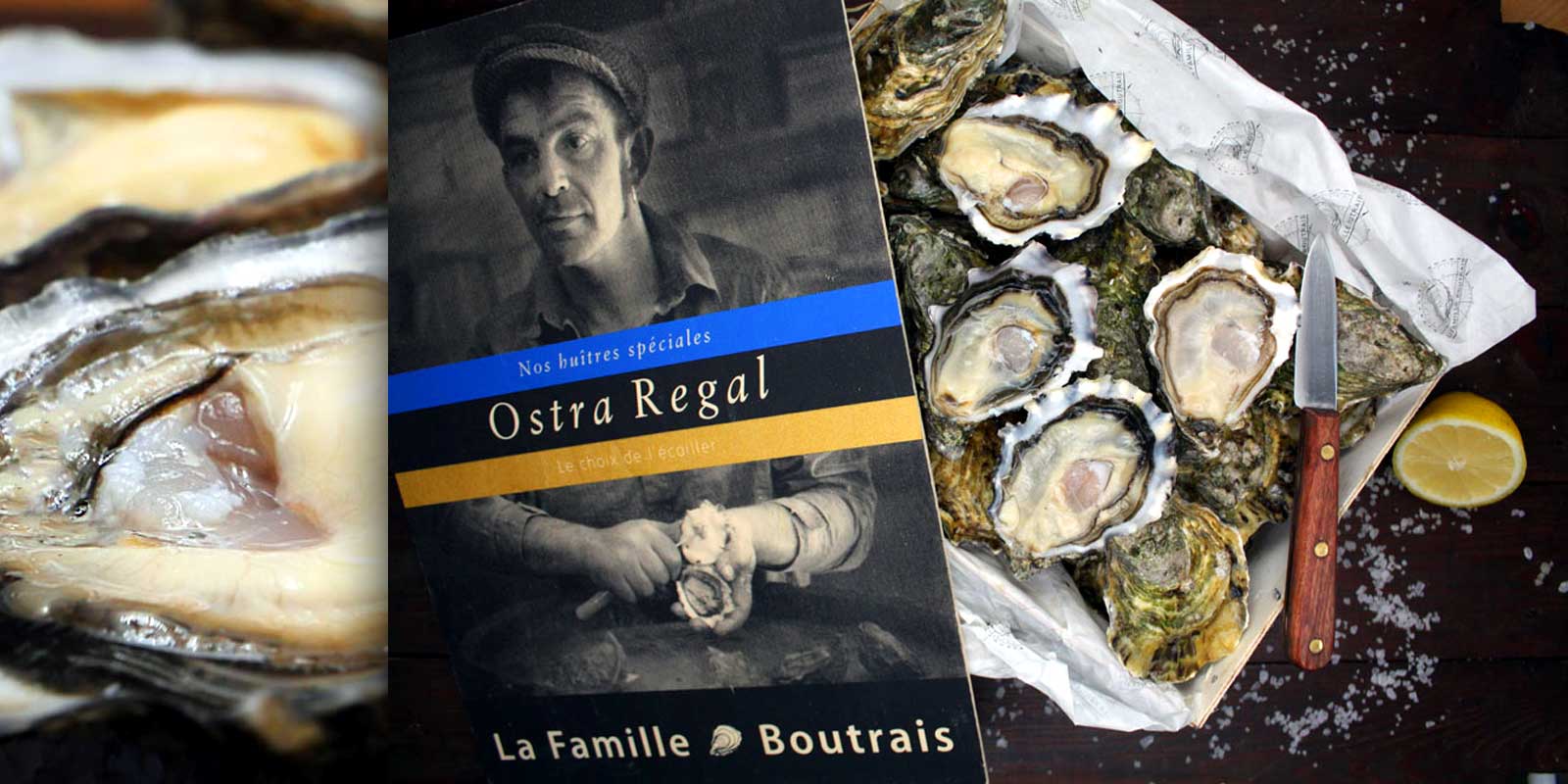 Austern von La Famille Boutrais SUPER SPECIALE Austern aus Irland. Diese Austern von La Famille Boutrais sind über 4 Jahre gewachsen und werden mit essbaren 22 Karat Goldplättchen bestreut. Austern von La Famille Boutrais SUPER SPECIALE Austern aus Irland. Diese Austern von La Famille Boutrais sind über 4 Jahre gewachsen und werden mit essbaren 22 Karat Goldplättchen bestreut.