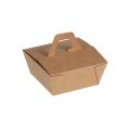 Disposable Naturesse Take Away Box, with handle, kraft/PLA, 12x12x6.5cm, 900ml - 200 pcs - carton