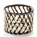 Napkin rings - large, duo white/dark chocolate stripes, Ø 55 mm, 45 mm high - 270 g, 40 pcs - loose