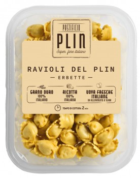 Ravioli del Plin erbette, Ravioli, gefüllt mit Kräutern, Pastificio Plin - 250 g - Packung Ravioli del Plin erbette, Ravioli, gefüllt mit Kräutern, Pastificio Plin - 250 g - Packung