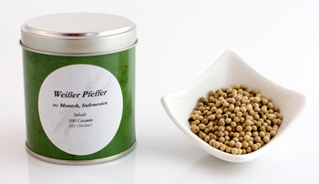 Muntok Pfeffer, wei�er Pfeffer, aus Indonesien, Altes Gew�rzamt, Ingo Holland - 100 g - www.gourmet-versand.com