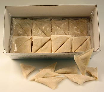 Curry-Trigonen, mit Gemüse, Samosas - 1,2 kg, 96 x 12,5g - Karton Curry-Trigonen, mit Gemüse, Samosas - 1,2 kg, 96 x 12,5g - Karton