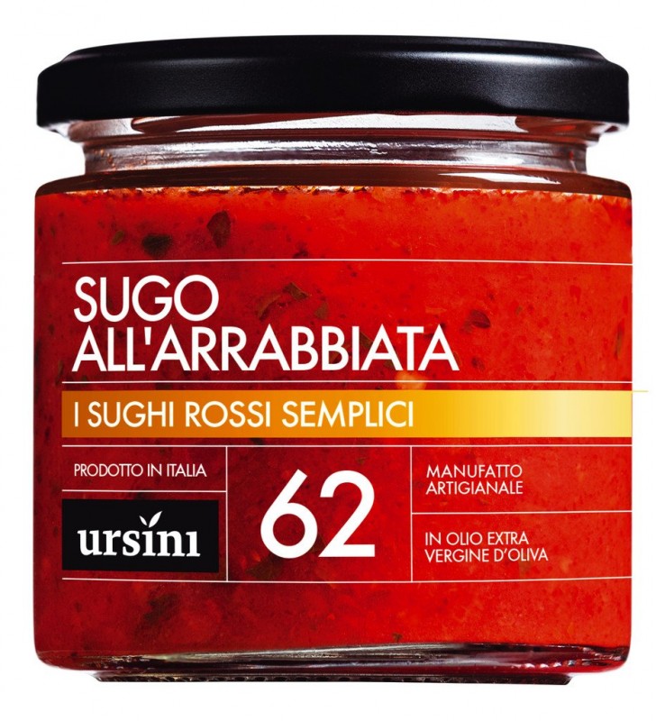 Scharfe Tomatensauce mit Chili, Sugo allArrabbiata, Ursini - 212 ml - Glas Scharfe Tomatensauce mit Chili, Sugo allArrabbiata, Ursini - 212 ml - Glas