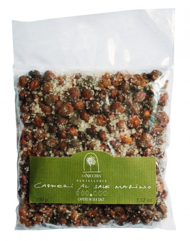 Capperi al sale, capers in salt, La Nicchia - 100 g - bag