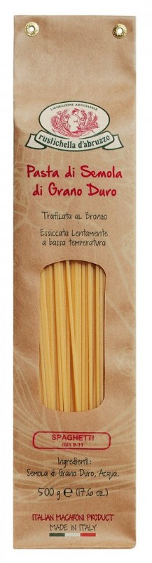 Spaghetti, durum wheat semolina pasta, Rustichella - 500 g - pack