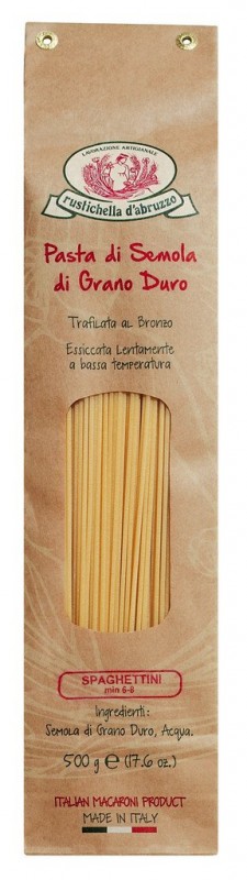 Spaghettini, pâtes de semoule de blé dur, Rustichella - 500 g - pack