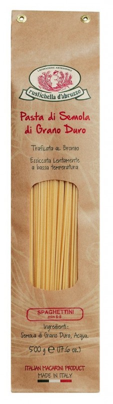 Spaghettini, durumhvede semulinapasta, Rustichella - 500 g - pakke