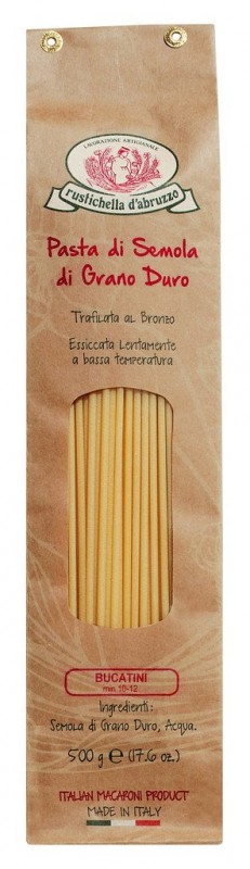 Bucatini, pâtes de semoule de blé dur, Rustichella - 500 g - pack