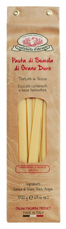 Pappardelle rigate, durum wheat semolina pasta, Rustichella - 500 g - pack