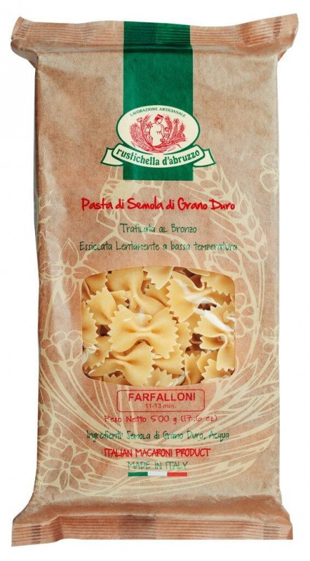 Farfalloni, pates a la semoule de ble dur, Rustichella - 500g - paquet