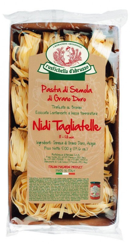 Tagliatelle Nidi, durumhvede semulinapasta, Rustichella - 500 g - pakke