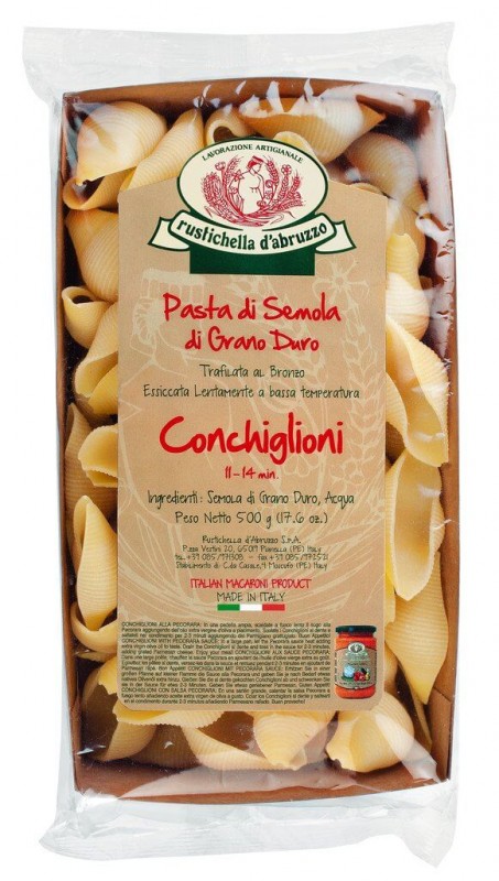Conchiglioni, durum wheat semolina pasta, Rustichella - 500 g - pack
