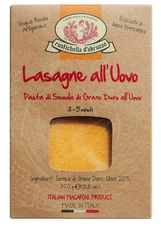 Lasagne alluuovo, ægnudler, Rustichella - 250 g - pakke