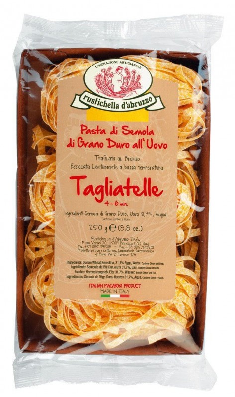 Tagliatelle all`uovo, Eierbandnudeln, 6 mm, Rustichella - 250 g - Packung