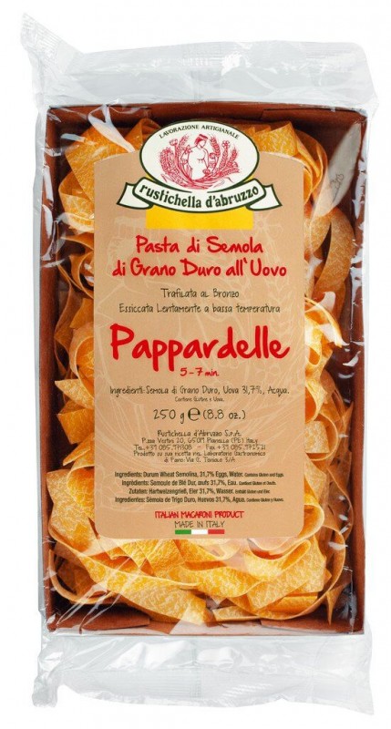 Pappardelle all`uovo, eiernoedels, 14 mm, rustichella - 250 g - pak