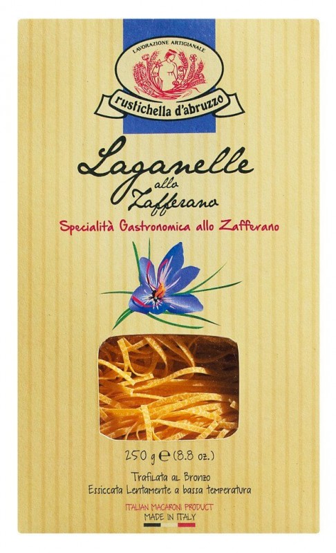 ° Laganelle allo zafferano, tagliatelle med safran, 3 mm, Rustichella - 250 g - pakke