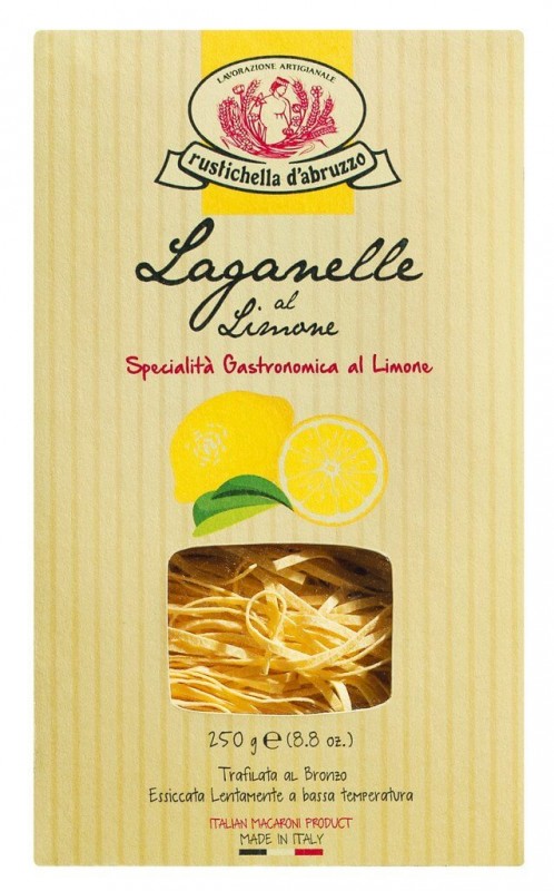 Laganelle al limone, Bandnudeln mit Zitrone, 3 mm, Rustichella - 250 g - Packung