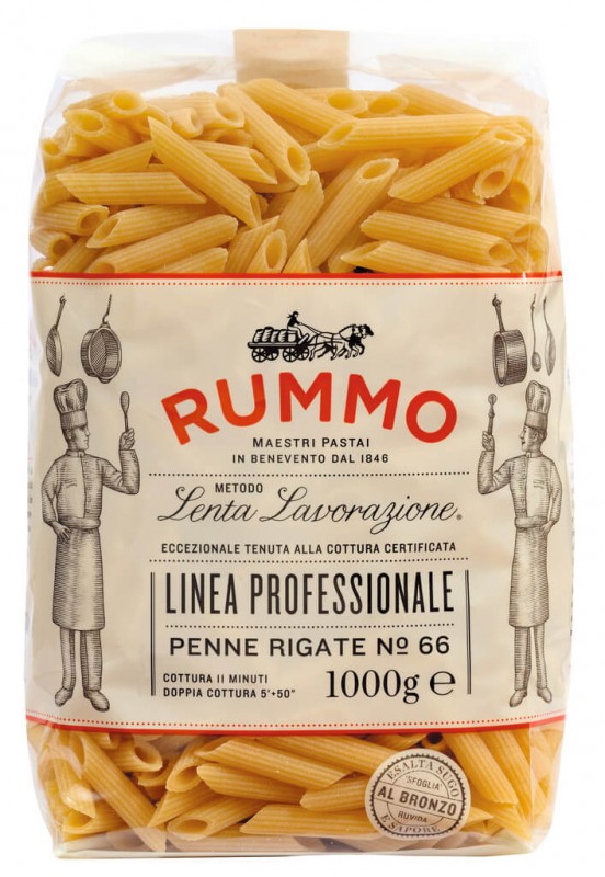 Penne rigate, Le Classiche, Hartweizengrießnudeln, Rummo - 1 kg - Karton