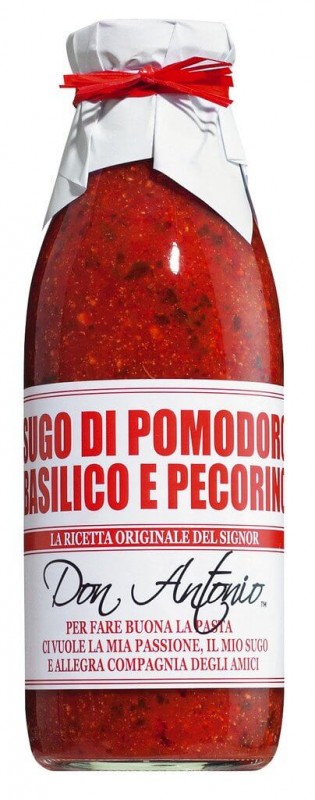 Sugo al basilico e pecorino, Tomatensauce mit Basilikum und Schafkäse, Don Antonio - 480 ml - Flasche