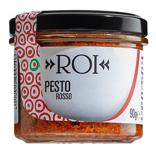 Pesto rosso, Pesto aus getrockneten Tomaten, Olio Roi, 90 g, Glas