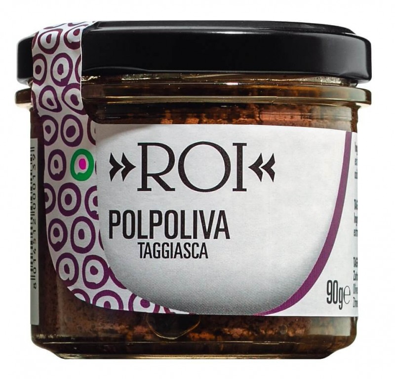 Polpoliva Taggiasca, sort olivencreme, Olio Roi - 90 g - glas