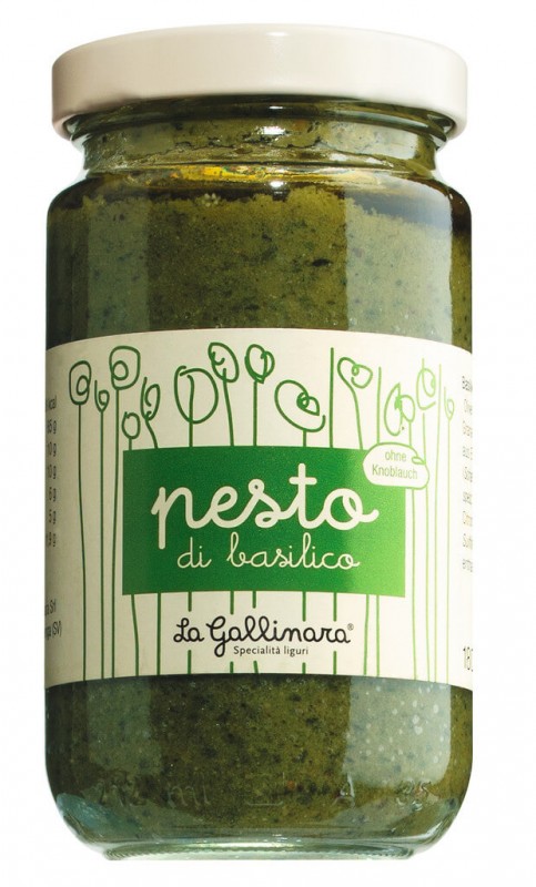 Pesto di basilico senza aglio, basilicumpesto zonder knoflook, La Gallinara - 180 g - Glas