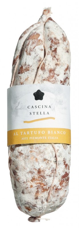Schweinesalami mit Rotwein u. Trüffelaroma, Dose, Turista al Tartufo, Tubo, Cascina Stella - 300 g - Stück Schweinesalami mit Rotwein u. Trüffelaroma, Dose, Turista al Tartufo, Tubo, Cascina Stella - 300 g - Stück
