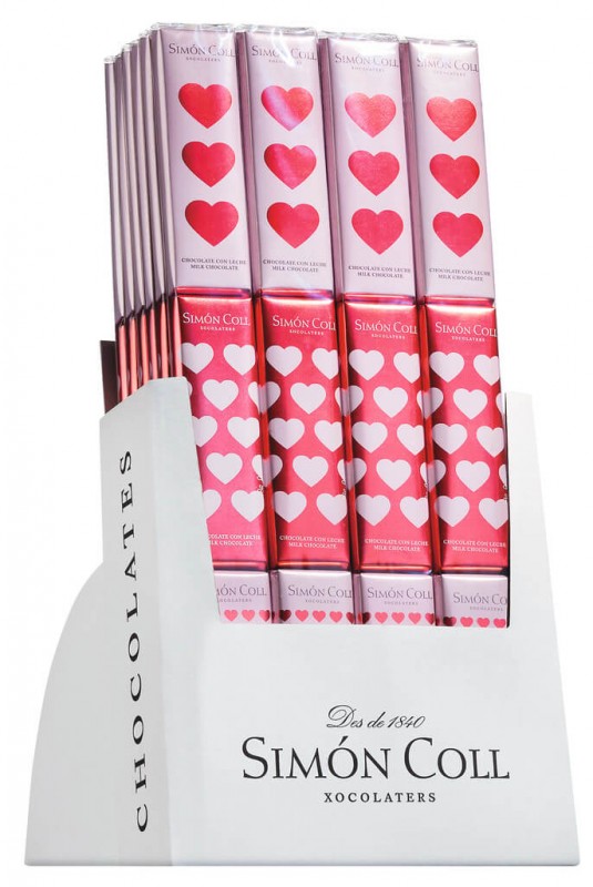 Chocolatira Corazones, Display, Schokoladentäfelchen Herzen, Display, Simon Coll - 24 x 3 x 18 g - Display Chocolatira Corazones, Display, Schokoladentäfelchen Herzen, Display, Simon Coll - 24 x 3 x 18 g - Display