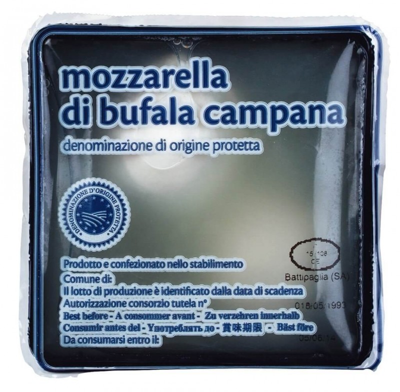 Mozzarella di bufala DOP, bocconcini, vaschetta, mozzarella de bufflonne, boules moyennes, dans une tasse, Casa Madaio - 6 x 5 x 50 g - kg