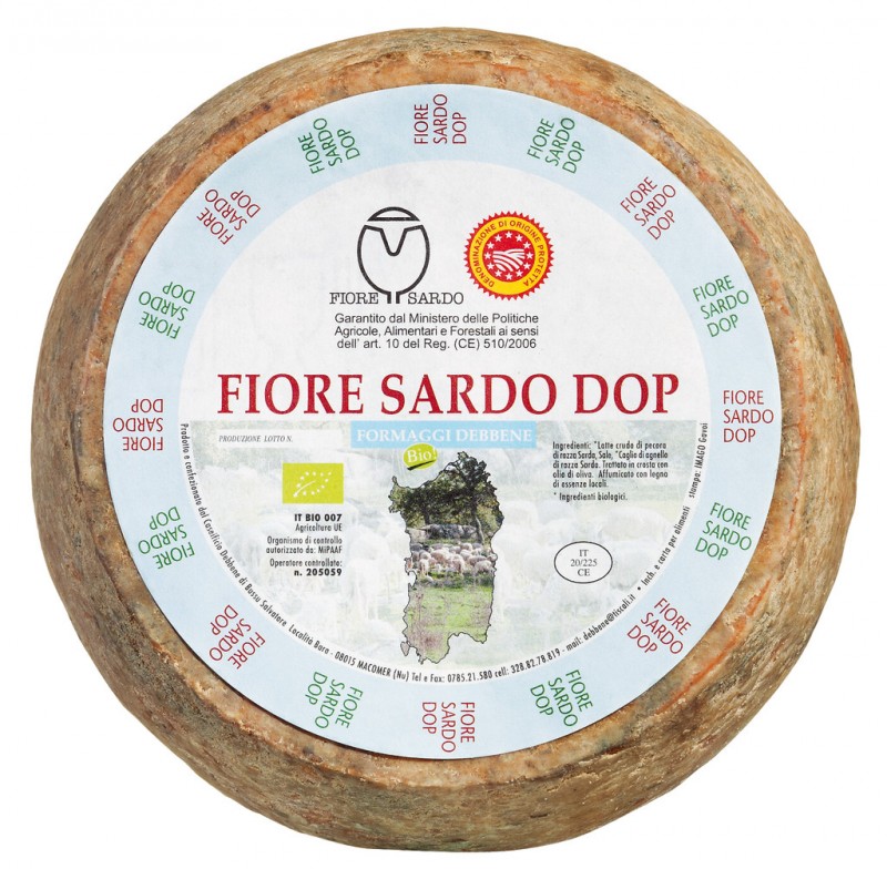 Fiore Sardo biologico, sardinisk fårost, ca. 5-6 måneder modnet, organisk, Debbene - ca. 3 kg - stykke Fiore Sardo biologico, sardinisk fårost, ca. 5-6 måneder modnet, organisk, Debbene - ca. 3 kg - stykke