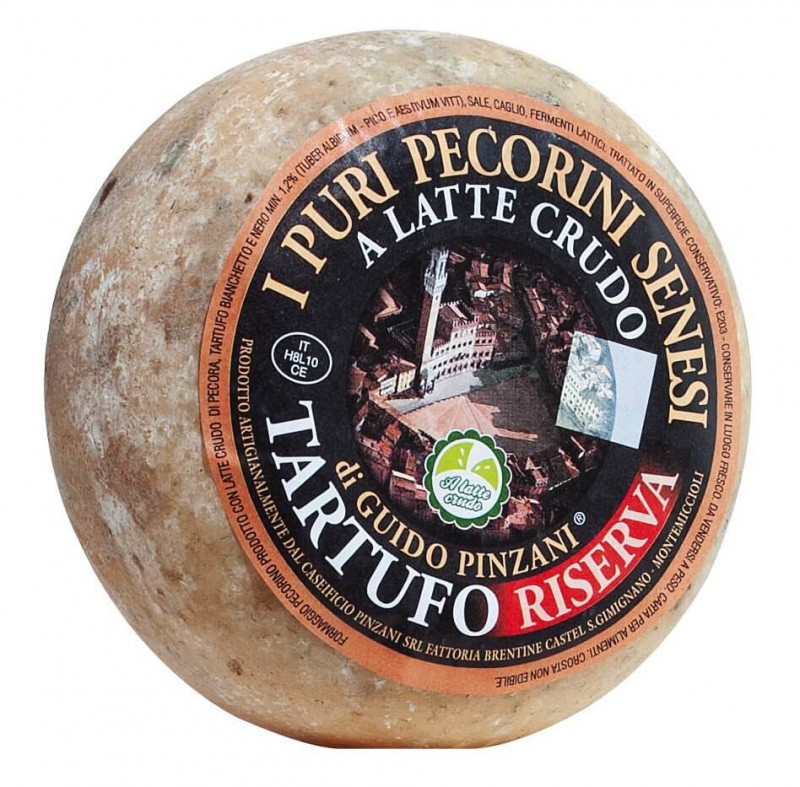 Toskanischer Schafskäse mit Trüffel, gereift, Pecorino Riserva al Tartufo, stagionatura 6 mesi, Pinzani - ca. 1,5 kg - kg