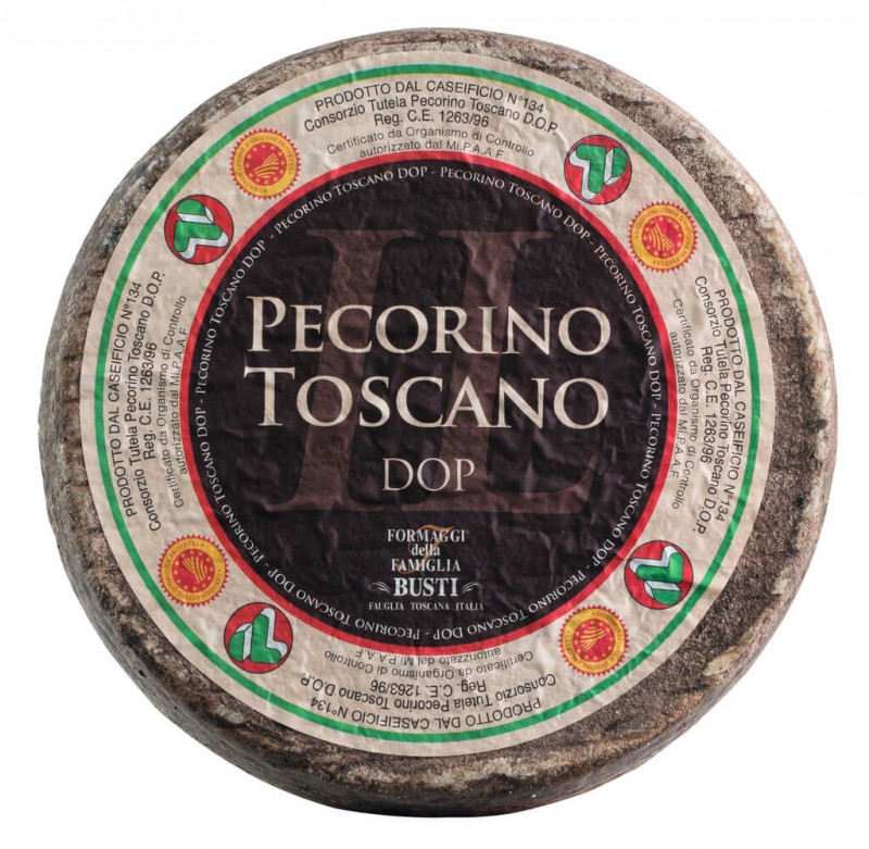 Pecorino Toscano DOP, fåreost, halvaldrende, fedt i midten 55%, busti - ca. 2,5 kg - kg