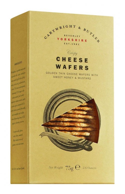Kaaswafels met honing en mosterd, wafels met honing en mosterd, Cartwright en Butler - 75 g - pak Kaaswafels met honing en mosterd, wafels met honing en mosterd, Cartwright en Butler - 75 g - pak