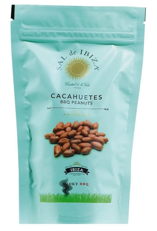 Cacahuetes - Smoky Barbeque, Erdnüsse mit Smoky BBQ, Beutel, Sal de Ibiza - 80 g - Beutel