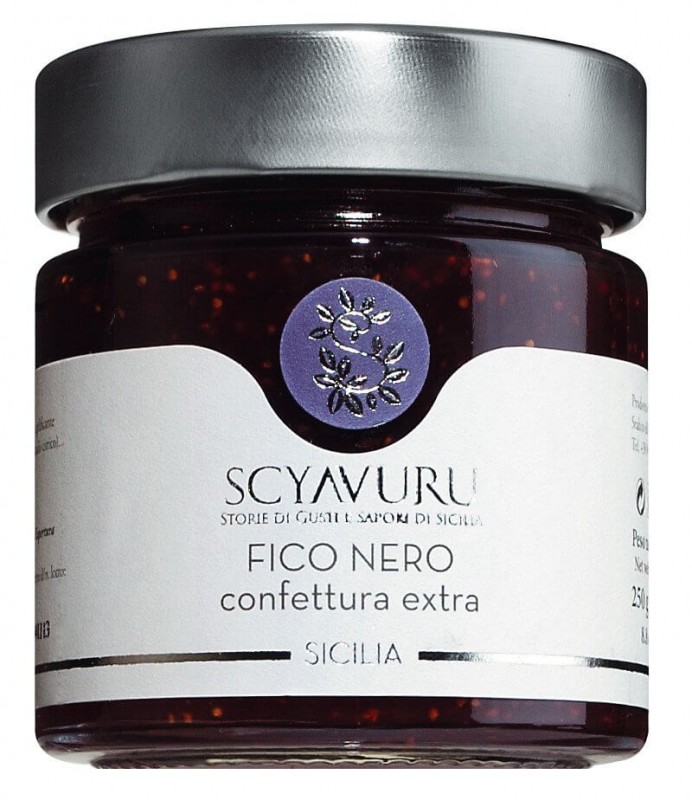 Confettura extra di Fichi Neri, extra jam, zwarte vijgen, Scyavuru - 250 g - Glas