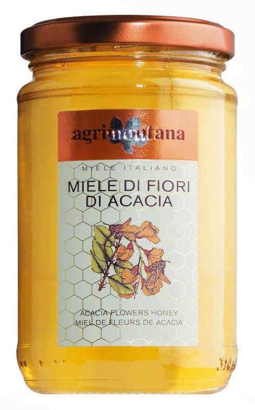 Miele di acacia, acacia honning, Agrimontana - 400 g - glas