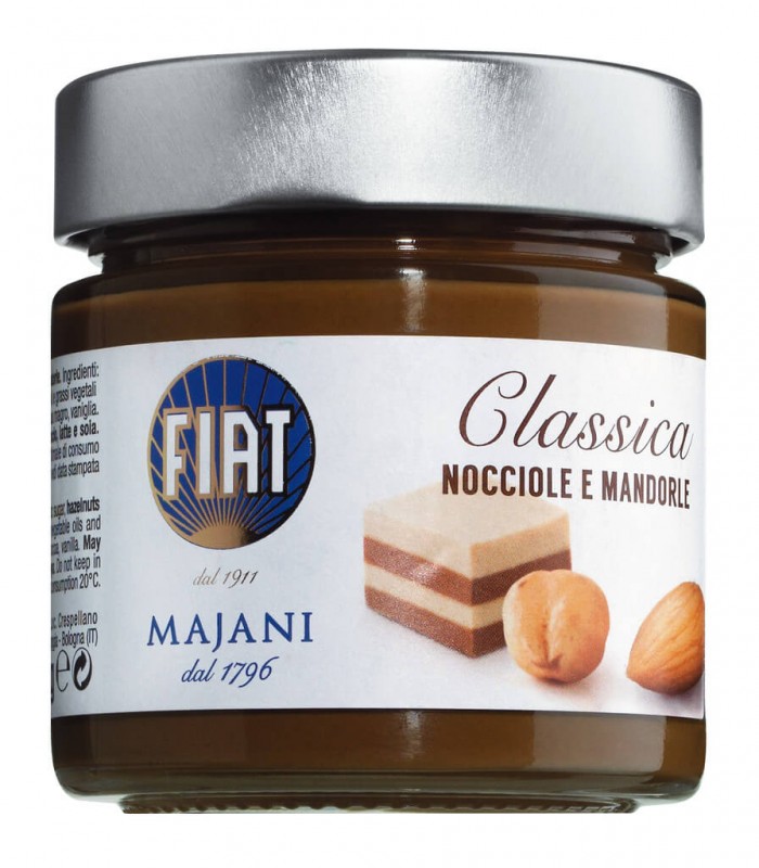 Haselnuss-Mandeln-Schokoaufstrich, Crema Fiat classica, Majani - 240 g - Glas Haselnuss-Mandeln-Schokoaufstrich, Crema Fiat classica, Majani - 240 g - Glas